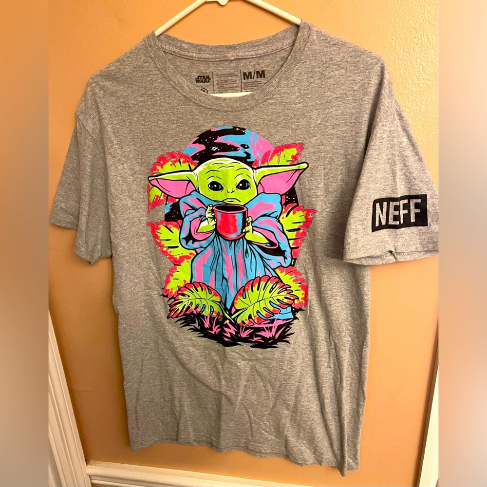 Neff X Star Wars Skateboarding Grogu Baby Yoda T-Shirt The Mandalorian Gray M
